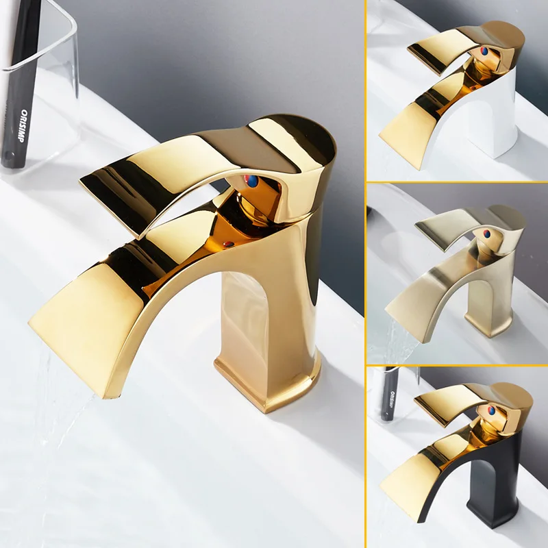

Nordic gold basin hot and cold waterfall all-copper bathroom home washbasin washbasin washbasin faucet