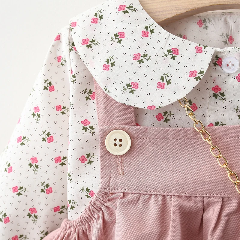 Новинка 2022 года весенне-осенний комплект одежды для девочек с мишкой Однотонная