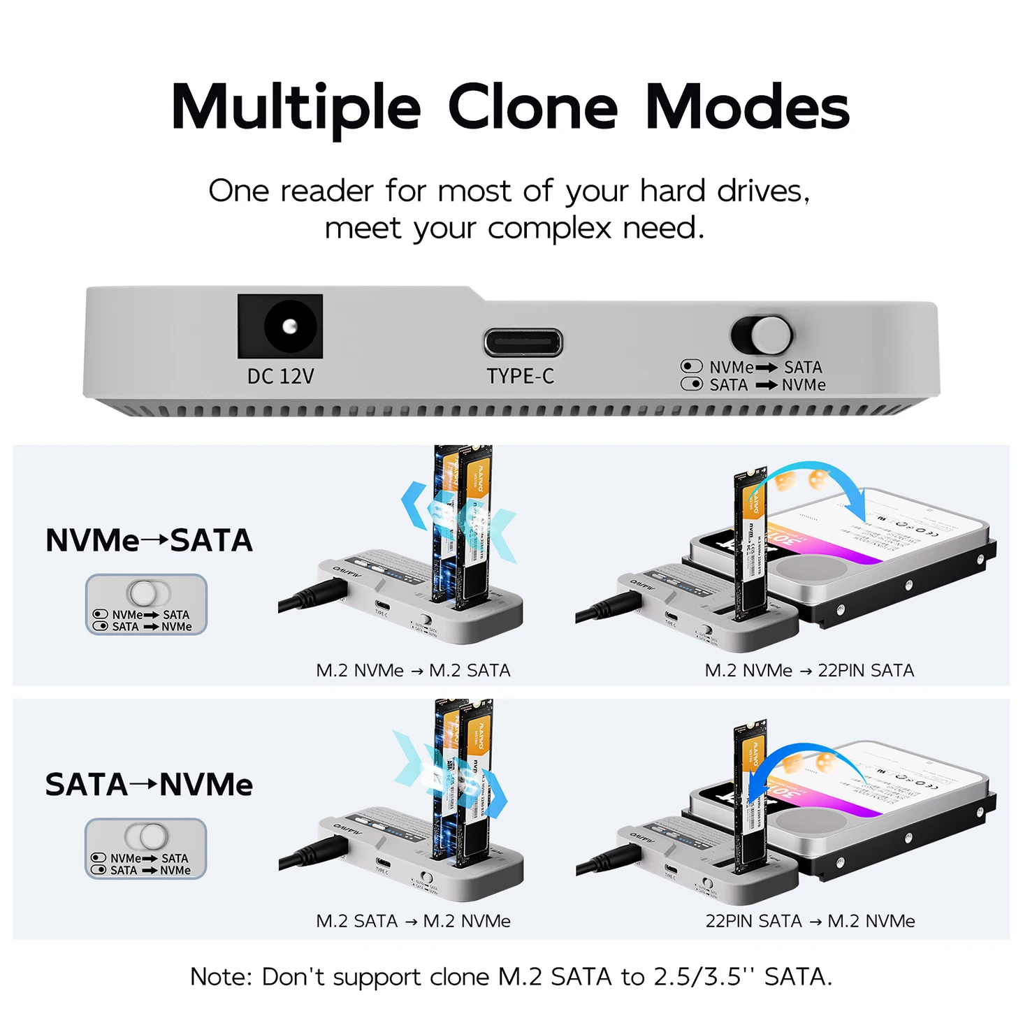 Фото Корпус MAIWO 3 Bay M.2 NVMe/SATA SSD для 2,5 