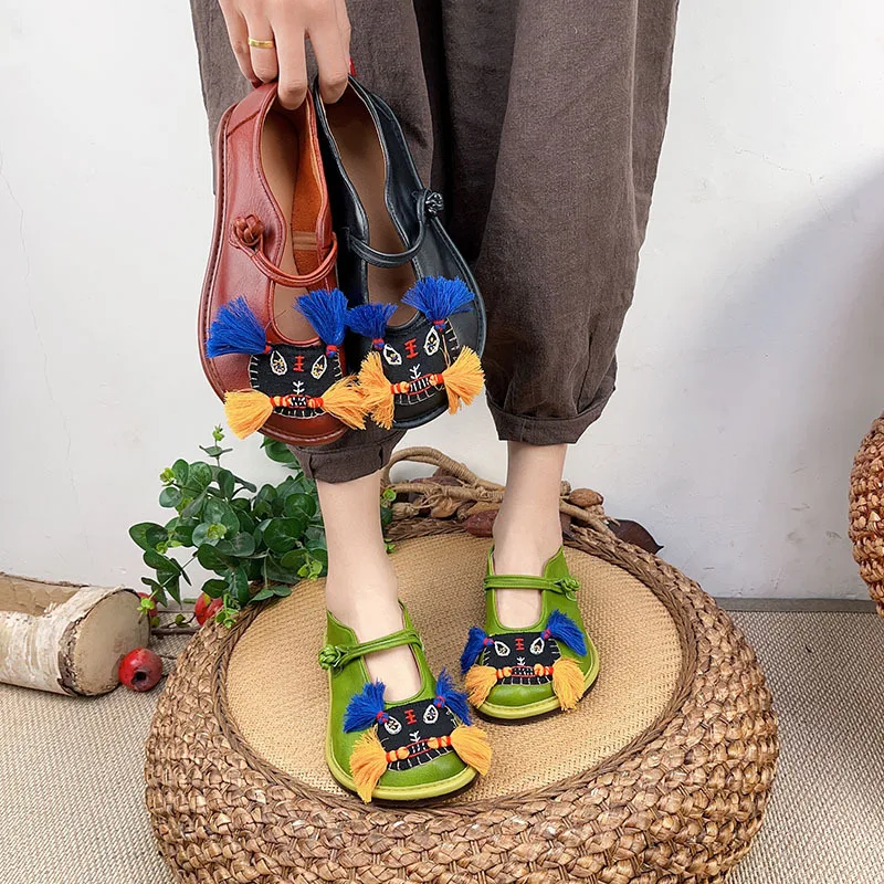 

Туфли Birkuir Мэри Джейн для женщин туфли ручной работы на плоской подошве с головой тигра туфли из натуральной кожи на пуговицах роскошные дизайнерские туфли для девочек