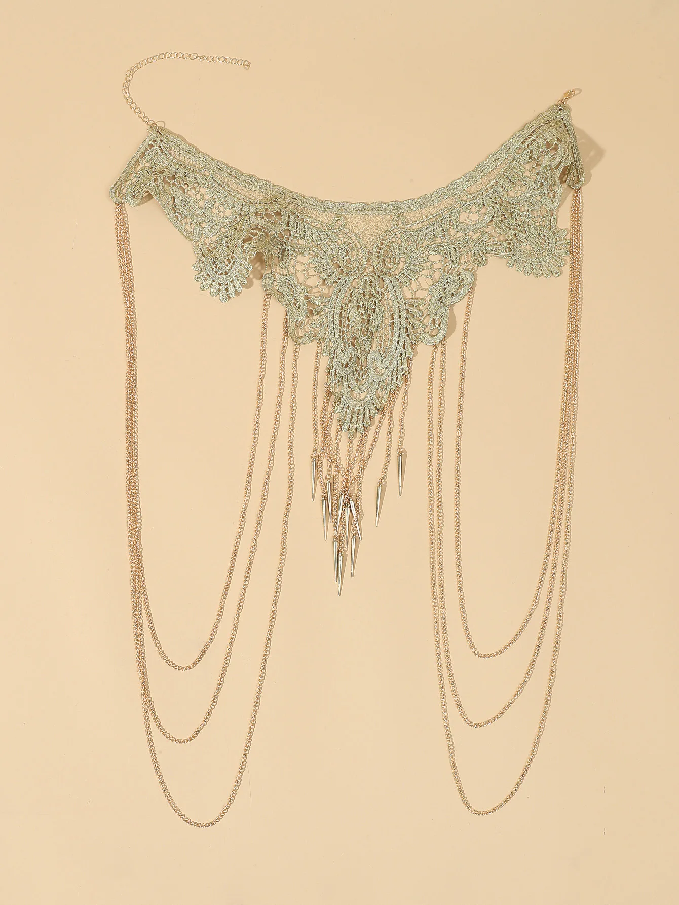 Цепочка-ожерелье многослойная с кристаллами