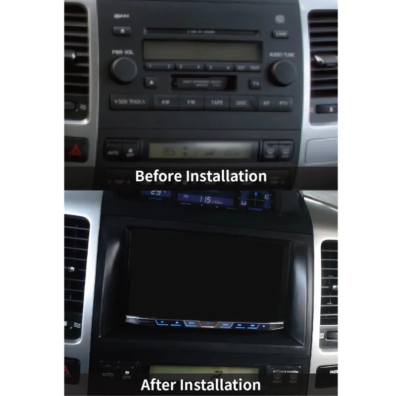 Фото Панель-рамка для установки 2-DIN Android автомагнитолы в Toyota Prado 120 и Lexus GX470 2002-2009 годов №2