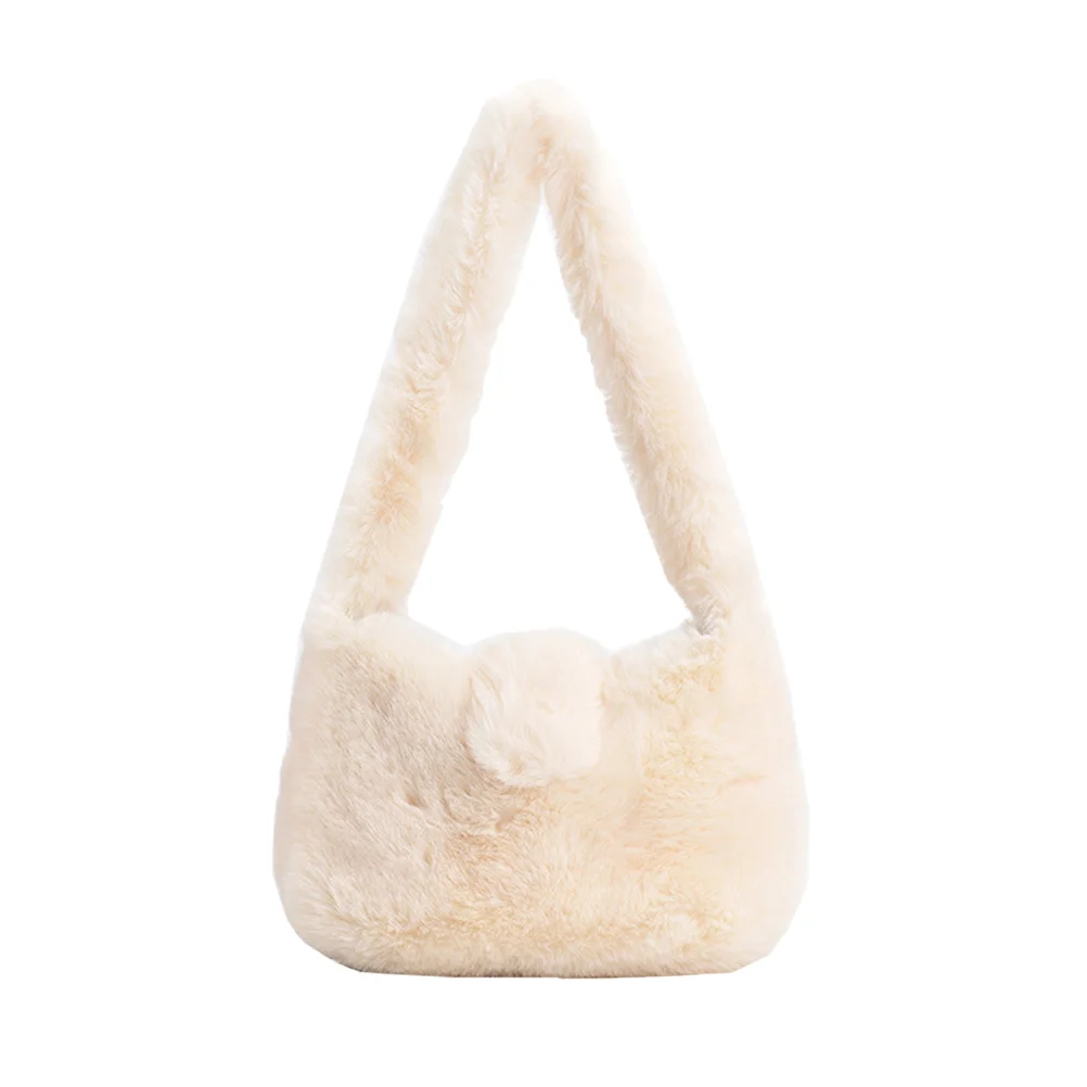 

Shoulder Plush Storage Tote Handbag Pouch Messenger Outdoor Purse Fluffy Women Single Fur Winter Underarm Furry Sundries Warm