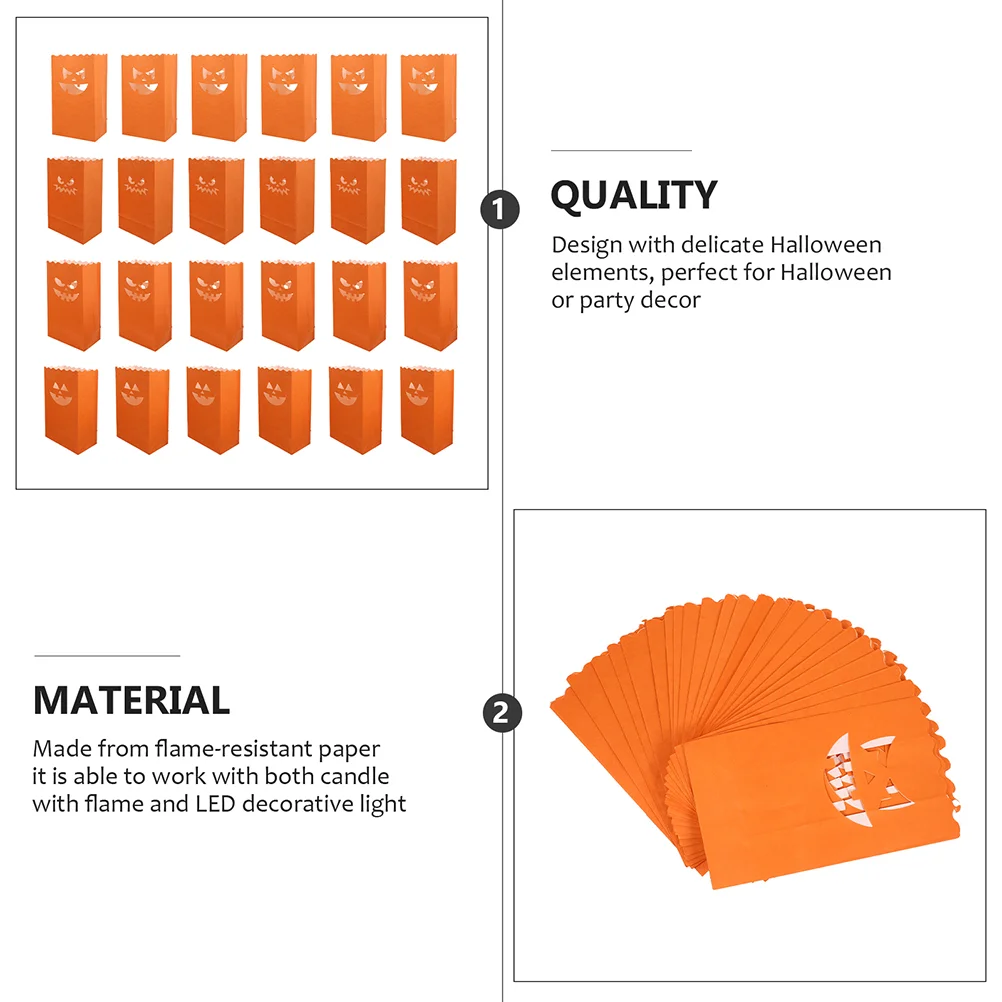 12 шт. тыквенный бумажный пакет Хэллоуин светящиеся пакеты фонарь высокого