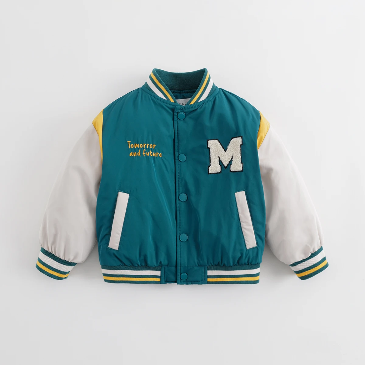 

Бейсбольная куртка с вышивкой на рукавах для мальчиков