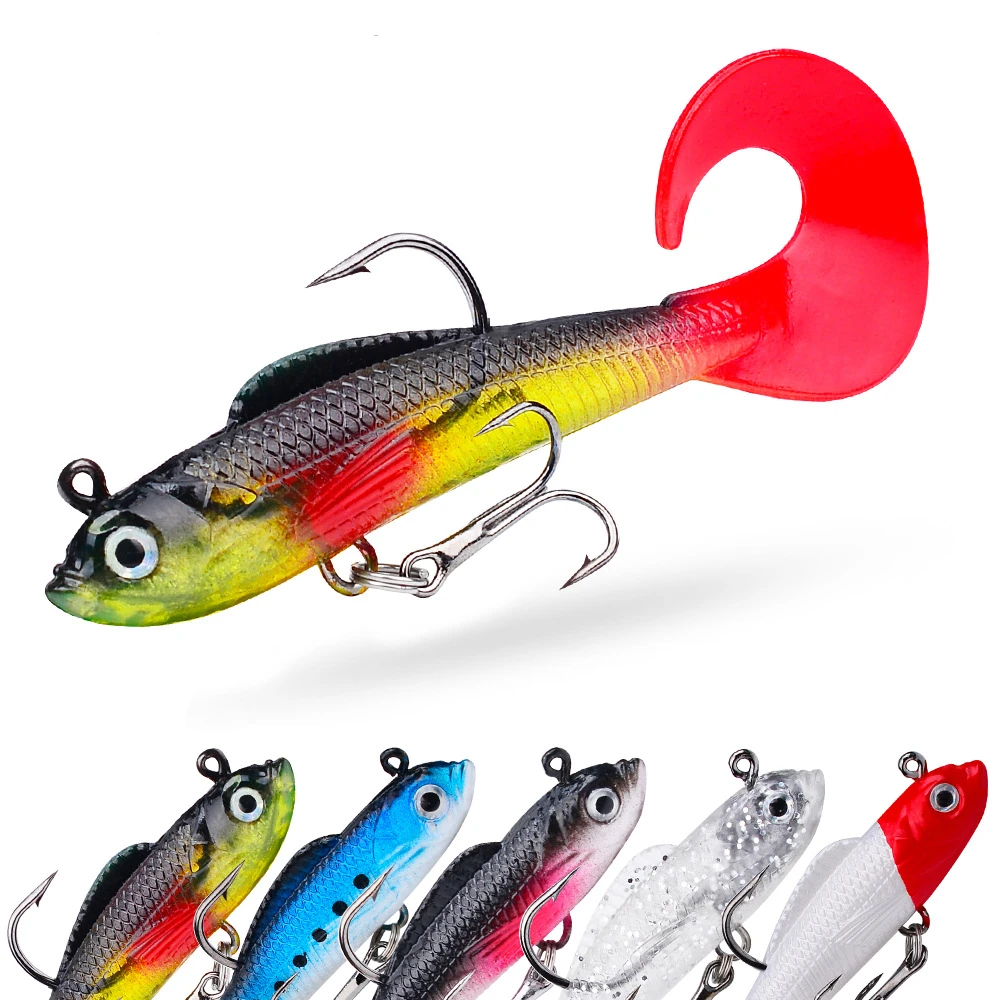 

Premium Fishing Lures Pack of 5 with Lead Fish Kit for Bass, 8.5cm Lifelike Soft Bait for Freshwater