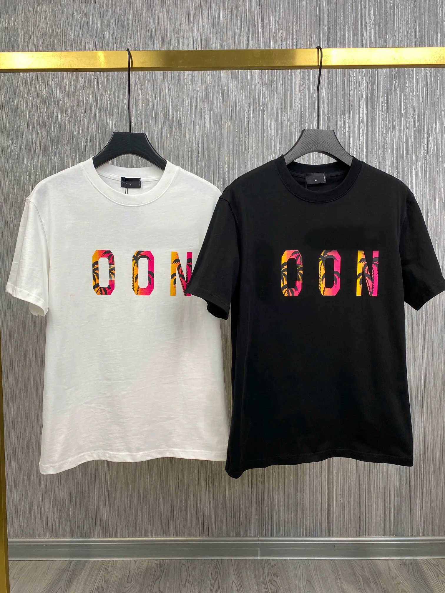 

ALIANMI Summer men's and women's round neck short sleeve T-shirt letter print casual thick cotton style