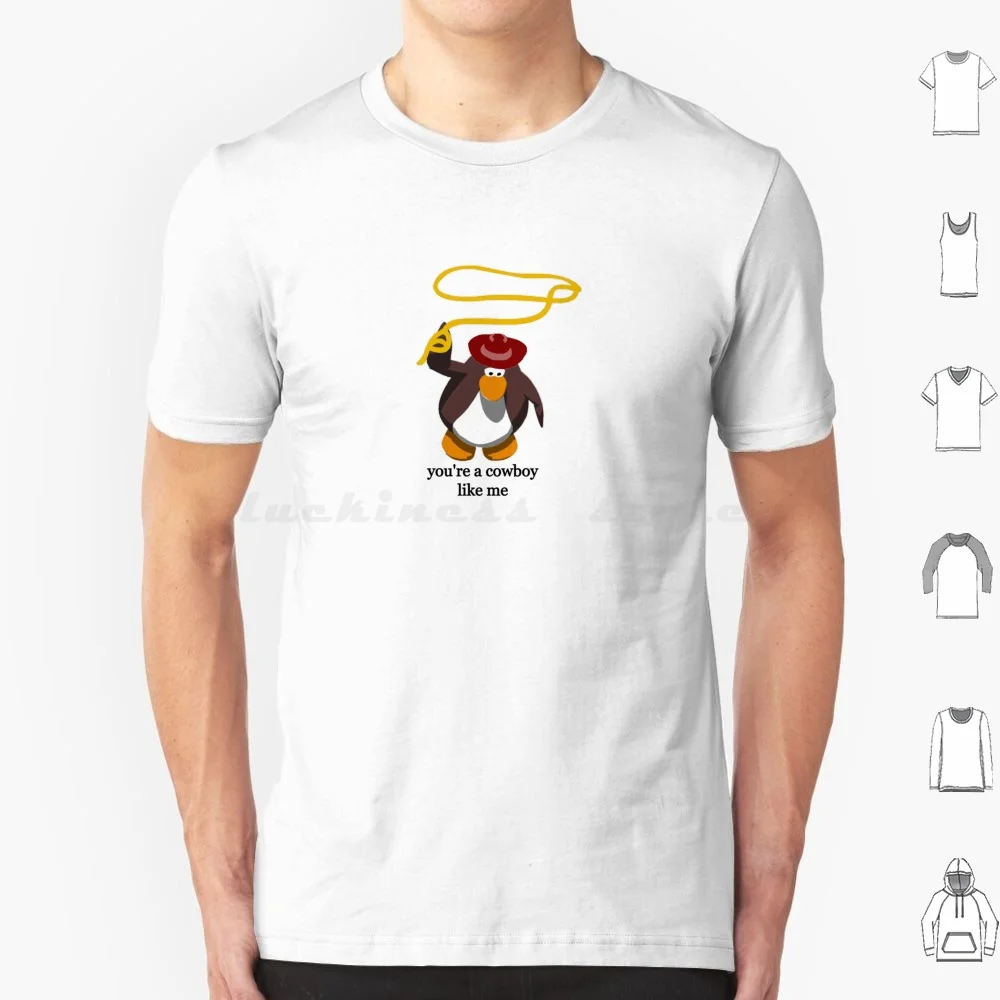 Футболка Cowboy Like Me Penguin хлопок для мужчин и женщин принт сделай сам клубный пингвин