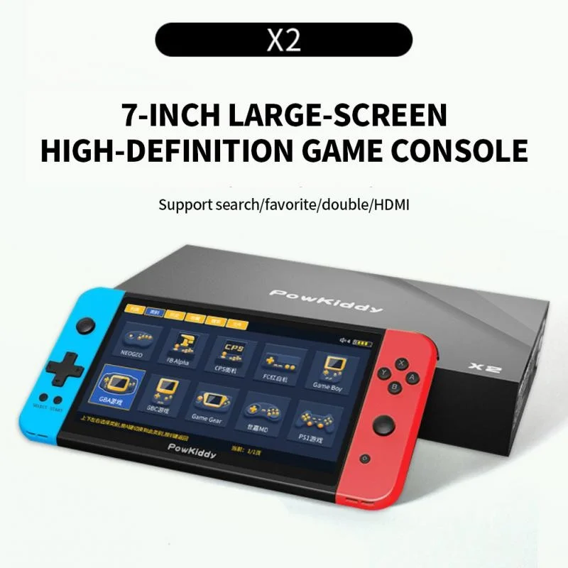 

POWKIDDY X2 7inch IPS Screen Handheld Game Console Built-in 2500 Games 3D Game Retro Arcade Support PS1/FC/GBA/MD 11 Simulators
