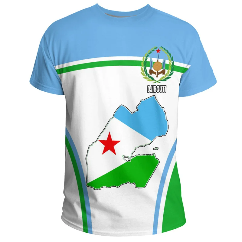 Фото Футболка с 3D принтом RepublicOf Djibouti Flag Map, футболки с рисунком Djibouti, винтажная мужская одежда с короткими рукавами, топ №5