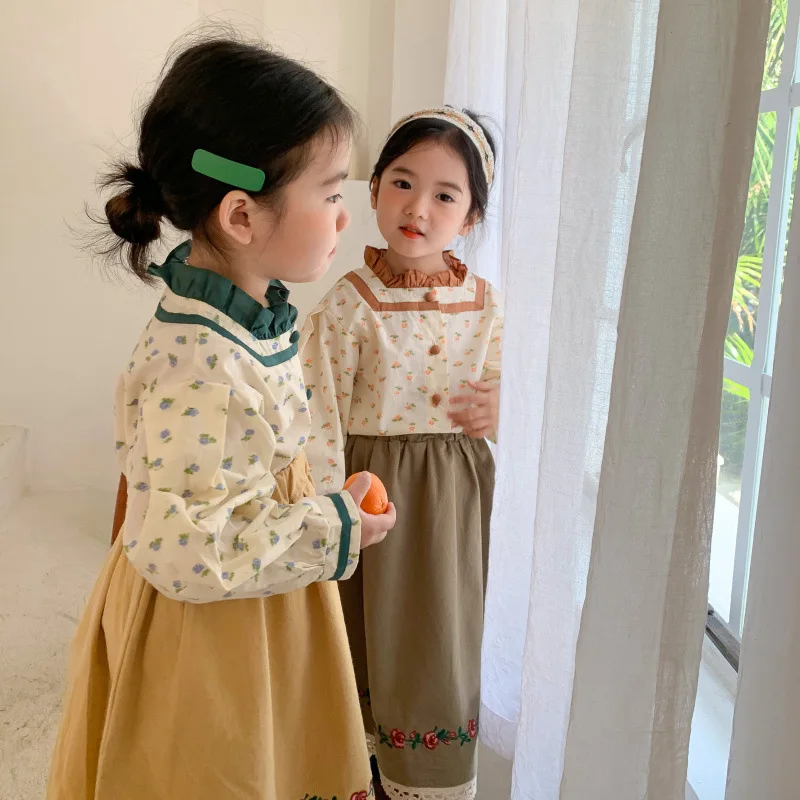 RiniLucia 2022 Spring Girls' Clothing Sets Floral Tops+ Lace Long Skirt 2Pcs Suit Princess Toddler Baby Kids Children Clothes