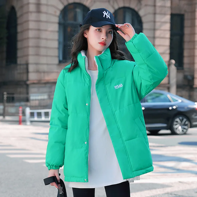 

Женское двухстороннее пальто из овечьей шерсти, свободное утепленное хлопковое пальто с капюшоном в Корейском стиле, Осень-зима 2020