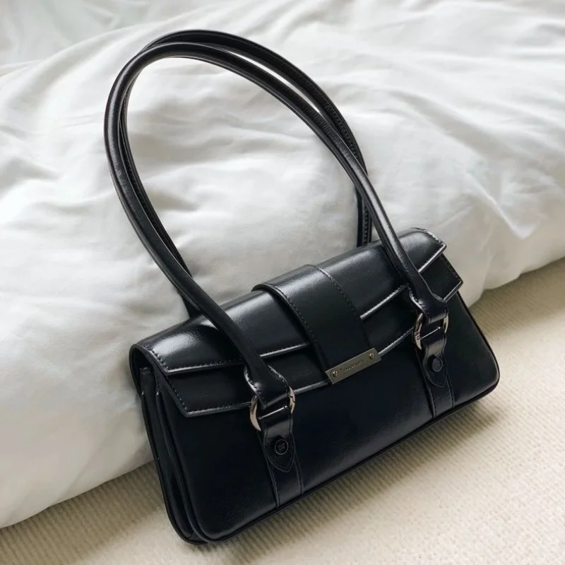 

Vintage Women's Pu Leather Handbags Fashion Shoulder Bag Ladies Commute Underarm Bags Simple Female Small Square Tote Purses