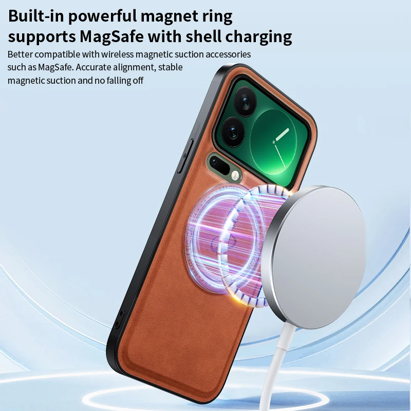Фото Кожаный чехол-подставка для Xiaomi Mi 17 Pro Max 17 Pro с магнитным держателем, защитная пленка для камеры Mag-safe Charge, мягкий чехол Fundas №4
