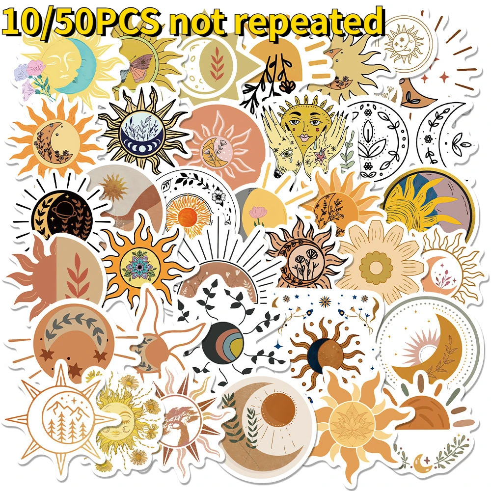 

10/50PCS Sun and Flowers Cartoon Graffiti Anime Sticker DIY Mobile Phone Case Scooter Notebook Waterproof Sticker