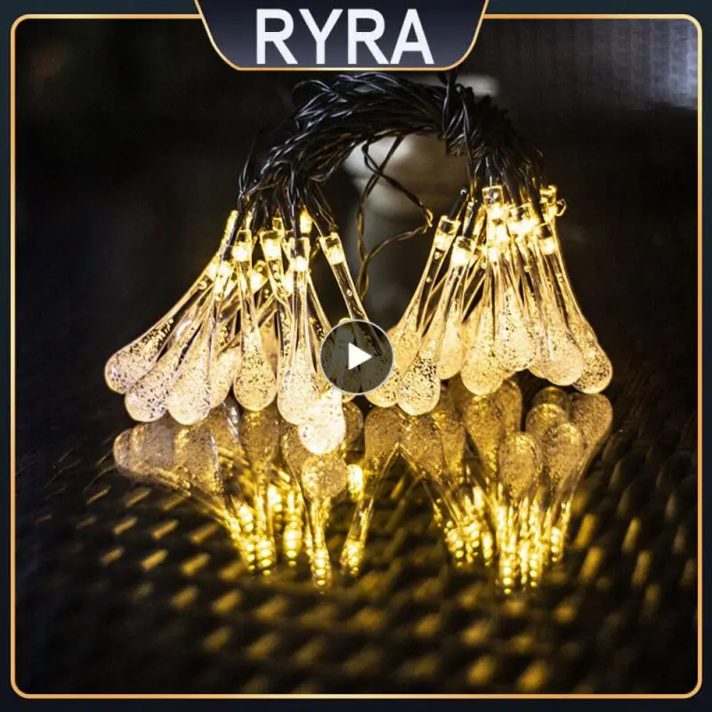 

LED Solar String Lights Christmas Decoration Lamp Water Drops Fairy Lamp Xmas Tree Hanging Night Light Home New Year Decor Tool