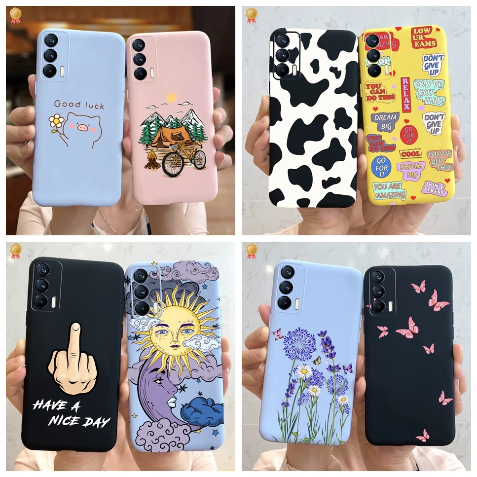 

Для Realme V5 V11 V15 женский черный милый мультяшный силиконовый чехол с цветами для Oppo Realme V 5 11 15 задняя крышка Realme V5 V11 V15