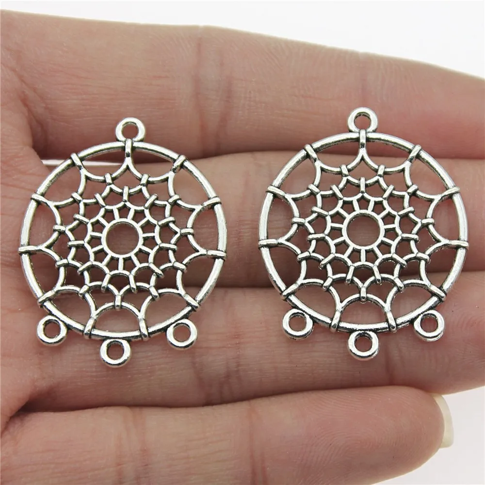 

20pcs/lot Round Flowers Charms Hollow Many Porous Connector For DIY Jewelry Earrings Backpack Crafts Making Pendant Accessories
