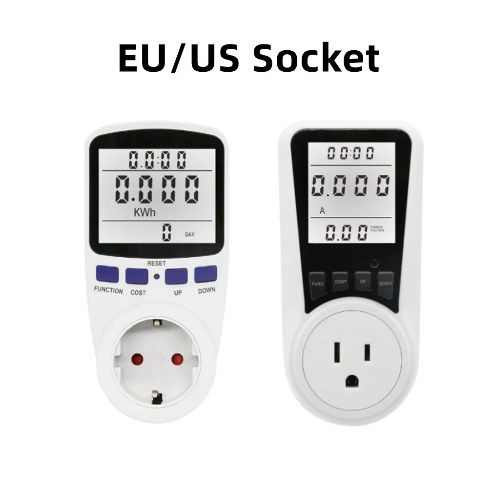 

EU/US Plug Voltage Wattmeter Digital LCD Power Meter Consumption Watt Energy KWh Sockets Meter Measuring Outlet Power Analyzer