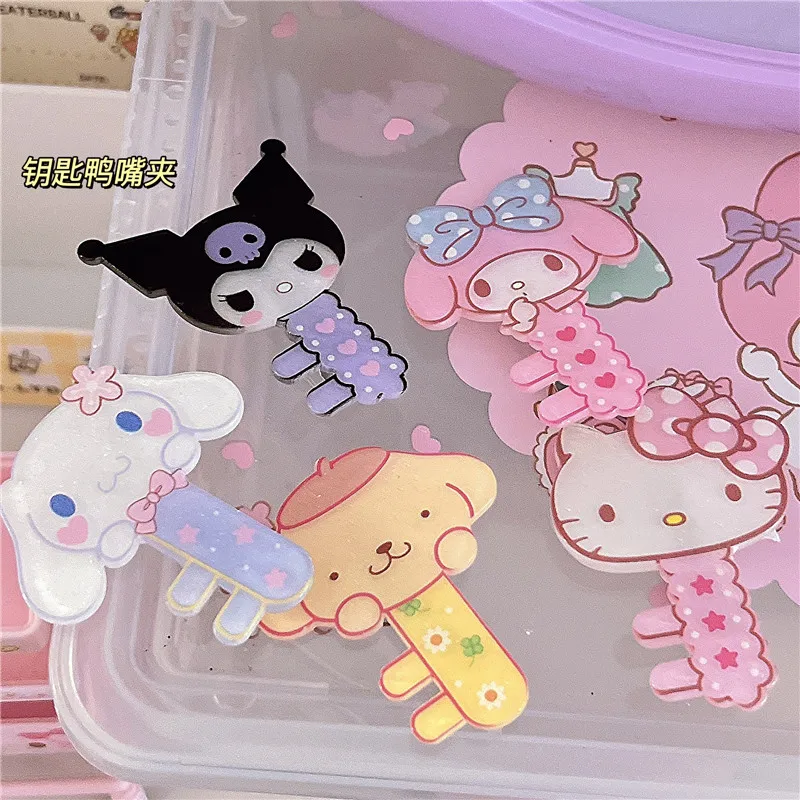 

Kawaii Cinnamonroll Kuromi My Melody мультяшный женский зажим с утконосом милый акриловый зажим для волос шпилька для волос челка боковой зажим головной уб...