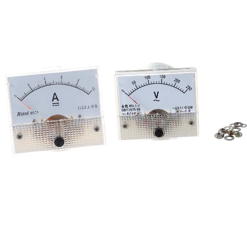 

2PCS 85C1 Rectangle Analog Panel Ammeter Gauge, DC 0-10A & AC 0-250V