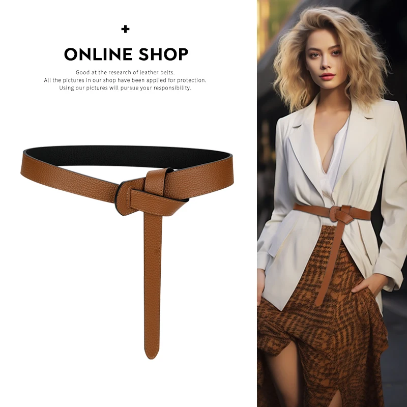 Belt Women Genuine Leather Full-grain Brown Retro Versitile Fashion Waist Hugging Decoration with Skirts Outdoor...