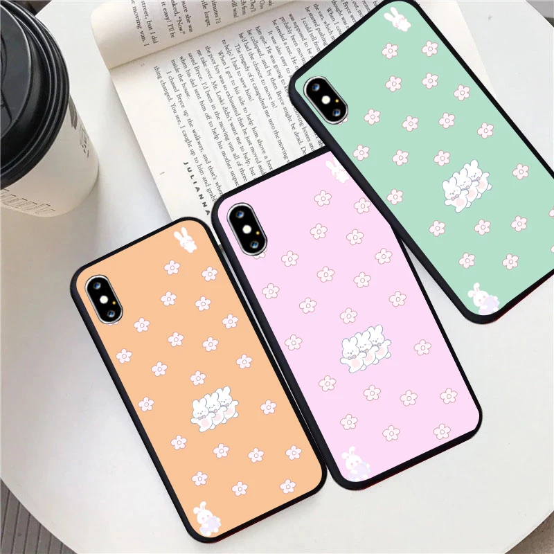 

Cute cartoon Rabbit pattern phone Case For IPhone 13 12 11 Pro Max Mini SE XR X XS Max 8Plus 7plus 6 soft6S New Shell phone Case