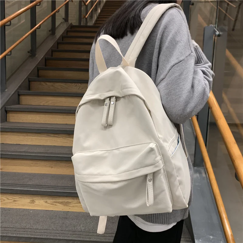 

Simple Solid Color Girls Rucksack Female Backpack Schoolbag For Teenage Travel Knapsack Casual Shoulder Bag Cotton Women Mochila
