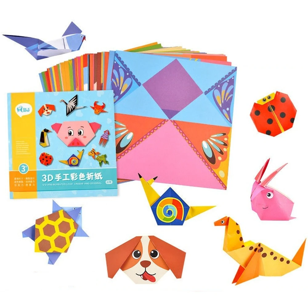 54 Pages Montessori Toys DIY Kids Craft Toy 3D Cartoon Animal Origami Handcraft Paper Art Learning Educational Toys for Children images - 3