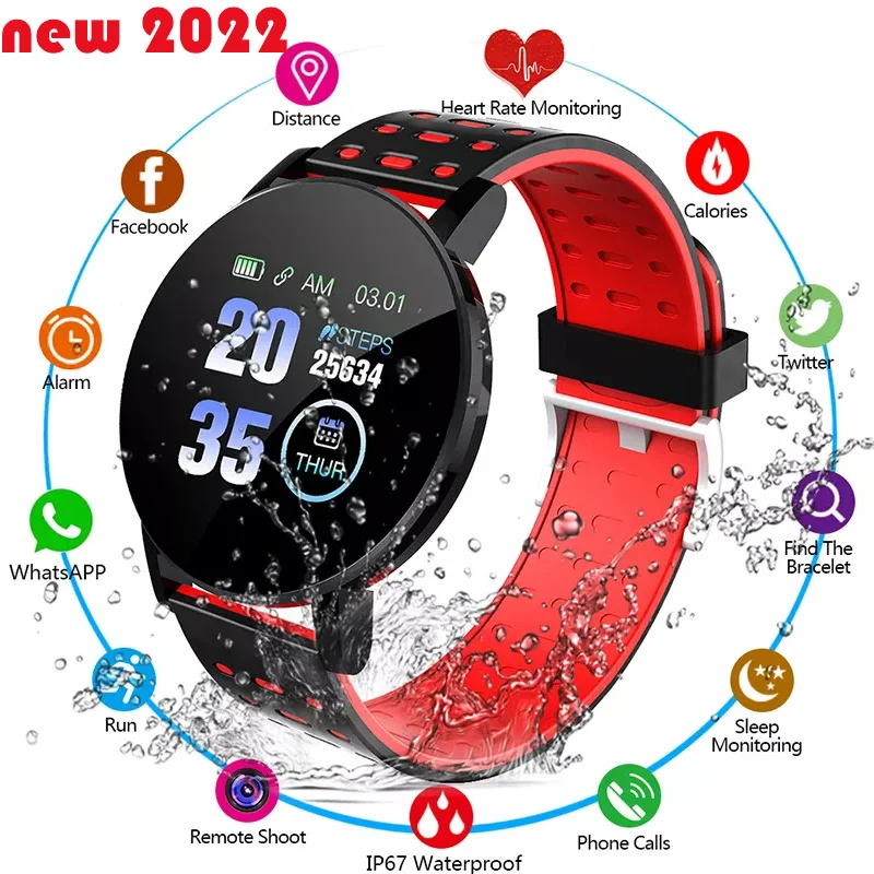 

2023 NEW 119 Plus Smartwatch Blood Pressure Exercise Heart Rate Monitor Bluetooth Smartwatch for men and women for Android ios