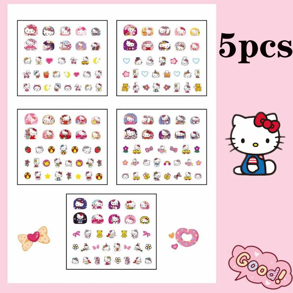 5 шт. Мультяшные наклейки для ногтей Hello Kitty милые Sanrio My Melody Kuromi пресс на Ногти