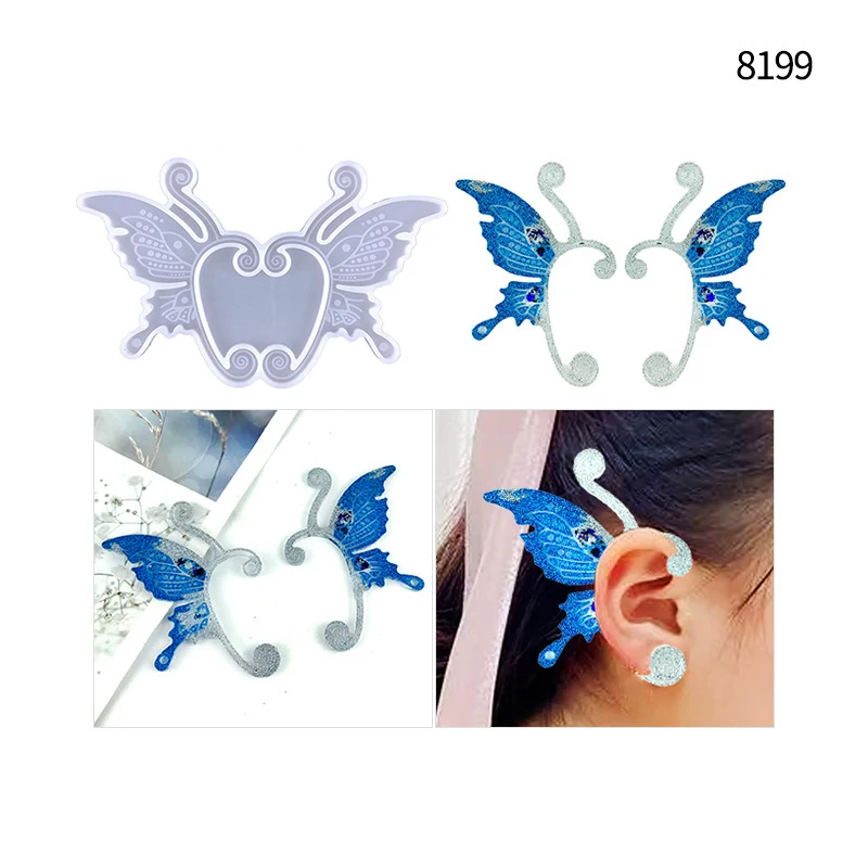 

Creativity Ear Clips Silicone Molds for Epoxy Resin Butterfly Elf Wings Ear Decoration Silicone Molds DIY Jewellery Making Tools