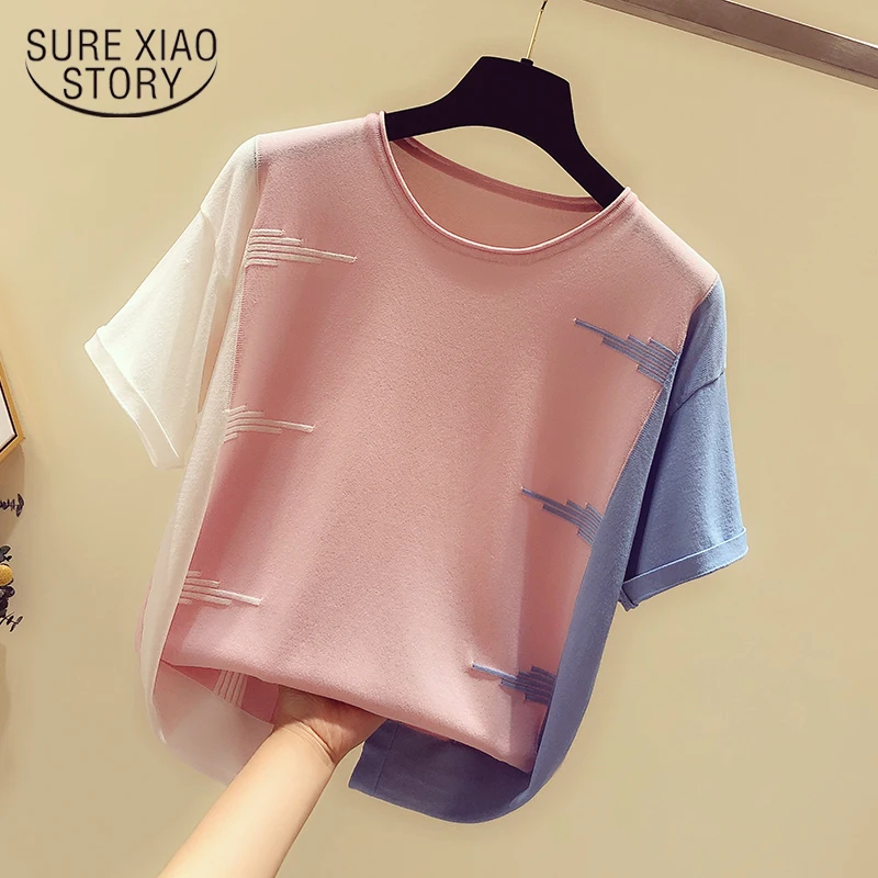 

Fashion Short Sleeve Cotton Tops Women 2022 Summer Tee Shirt Thin Pink Red T Shirt Women Stitch T-Shirt Y2k Woman Clothes 13448