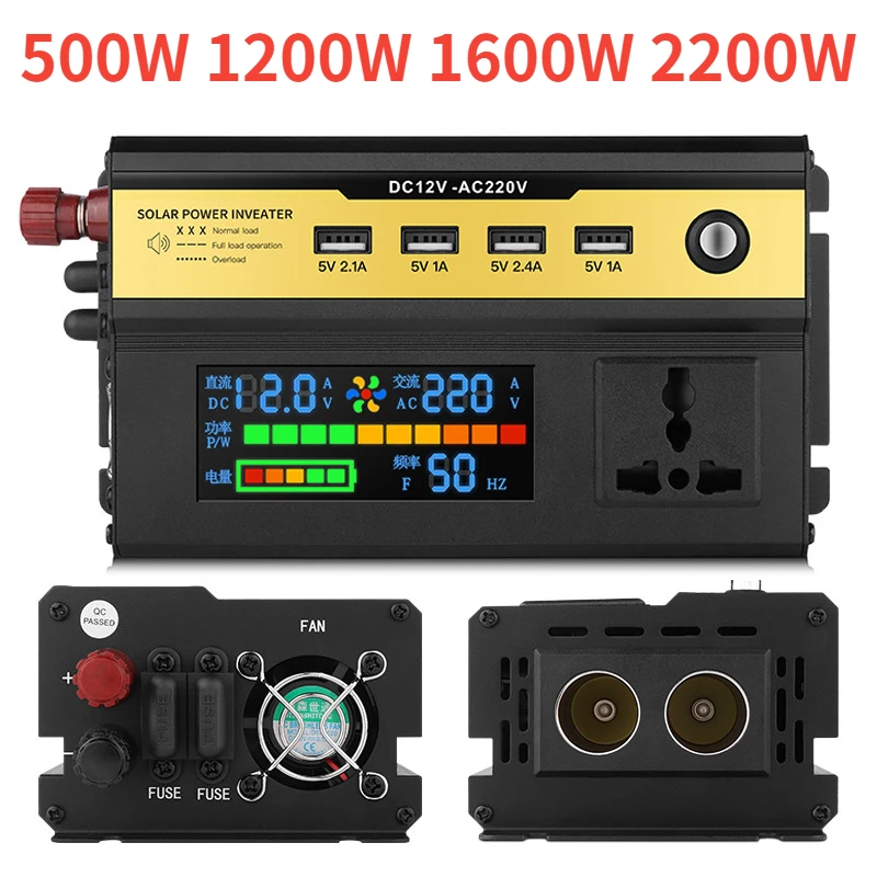 

Инвертор 12 В 220 В, модифицированный синусоидальный инвертор постоянного тока 12 В 24 В переменного тока 220 В 1600 Вт 2200 Вт, портативный внешний ак...