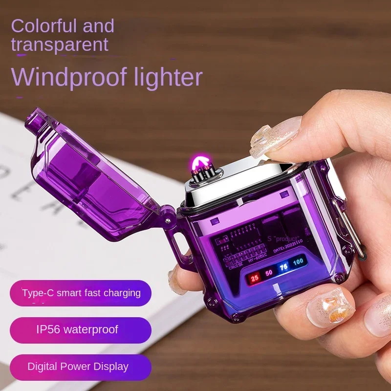 Электрическая зажигалка с двойной дугой прозрачная уличная водонепроницаемая