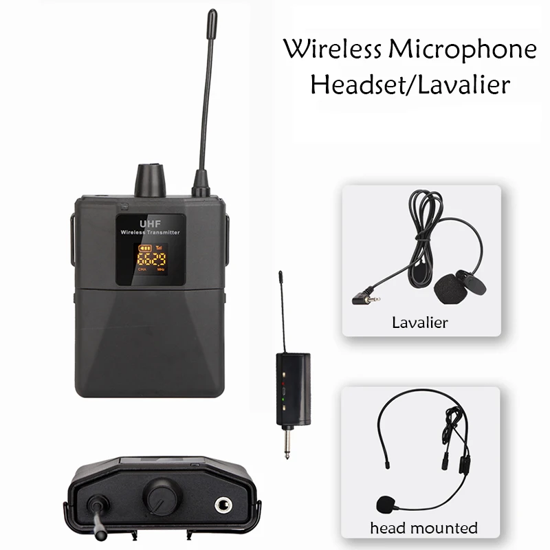

UHF Wireless Headset Microphone with Transmitter Receiver LED Digital Display Bodypack Transmitter for Teaching Live Performance