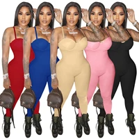 sexy strapless jumpsuit women spaghetti strap v neck solid camisole romper sports clubwear bodycon party playsuit