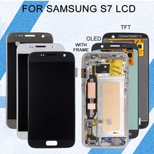 1Pcs 6.0 Inch For Samsung Galaxy S7 Lcd With Touch Screen Panel Digitizer Assembly G930 Display With Frame