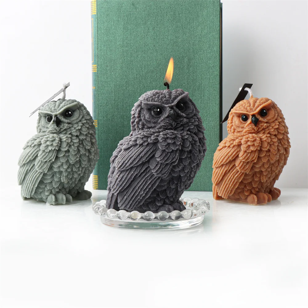

Creative Animals Cool Owl Silicone Candle Mold Craft Resin Plaster Making Tools Handmade Statue Mould Home Fragrance Decoration