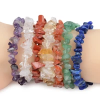 5a gravel crystal healing chakra bracelet natural stone bracelet elastic chips single strand bracelet women men jewelry
