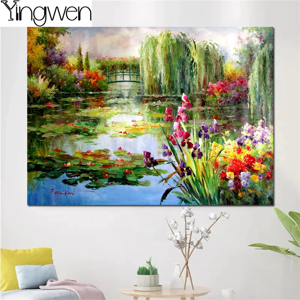 

Claude Monet Diamond Painting Water Lily Mosaic Diamond Picture Cross Stitch Kit Beautiful Landscape Wall Art Home Decor Gift
