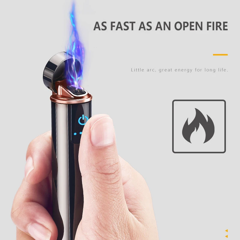 

Electric Lighter Plasma Dual ARC Windproof Flameless USB Rechargeable Touch Sensor Lighter Screen Display Men's Gift Smoking