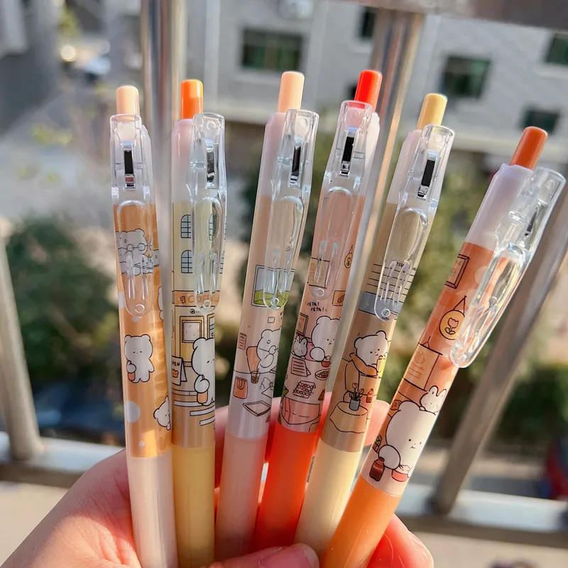 48 шт./лот кавайная гелевая ручка с кроликом и медведем милые 0 5 мм черные чернила