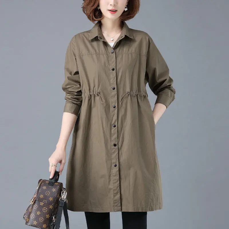 Women Fashion  Jackets  Trench Coat for Women Outerwear French Style Turn Down Collar Korean Version Spring and Autumn