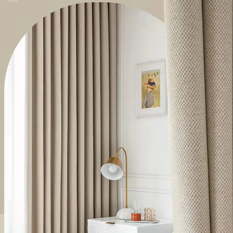 

Curtains for Living Room Dining Bedroom Japanese Style Cotton Linen Cream Morandi Heat Insulation Warmth High Shading Windows