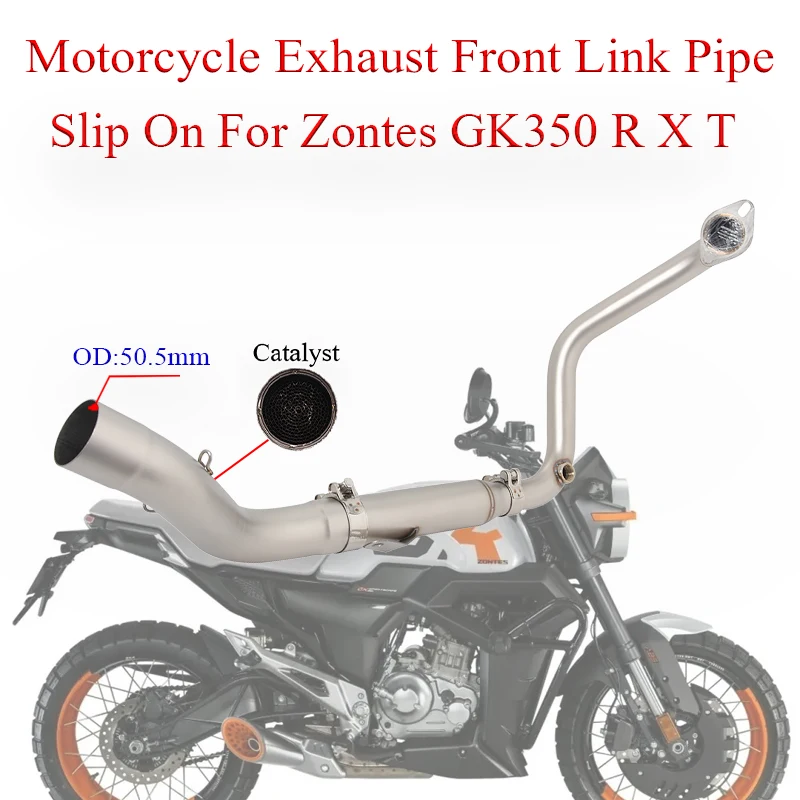 

Motorcycle Exhaust Front Link Pipe For Zontes GK350 R S T 350 Modified Muffler Moto Escape Full System With Catalyst Stainless