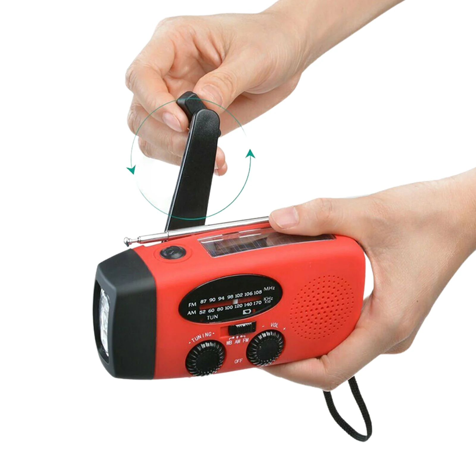 

Hand Cranked Radio Outdoor Portable Emergency Radio 1200mAh AM/FM Charge 3 Ways Solar Charging Hand Crank USB Radio Dropship