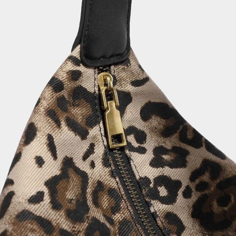 Элегантная женская сумка подмышки с леопардовым принтом повседневная напуском