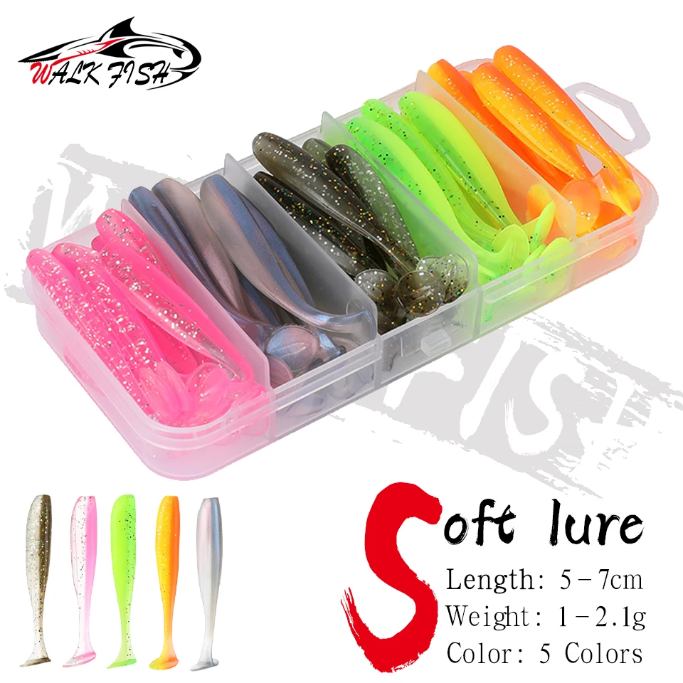 50 Шт. Набор Мягких Рыболовных Приманок 5-7 См Progulka Fish Т-образная Ручка Хвост Воблер