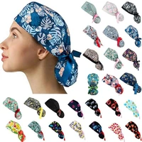 unisex dust proof hat for women floral printed doctor nurse beauty cap work breathable adjustable dust hat print casual beanies